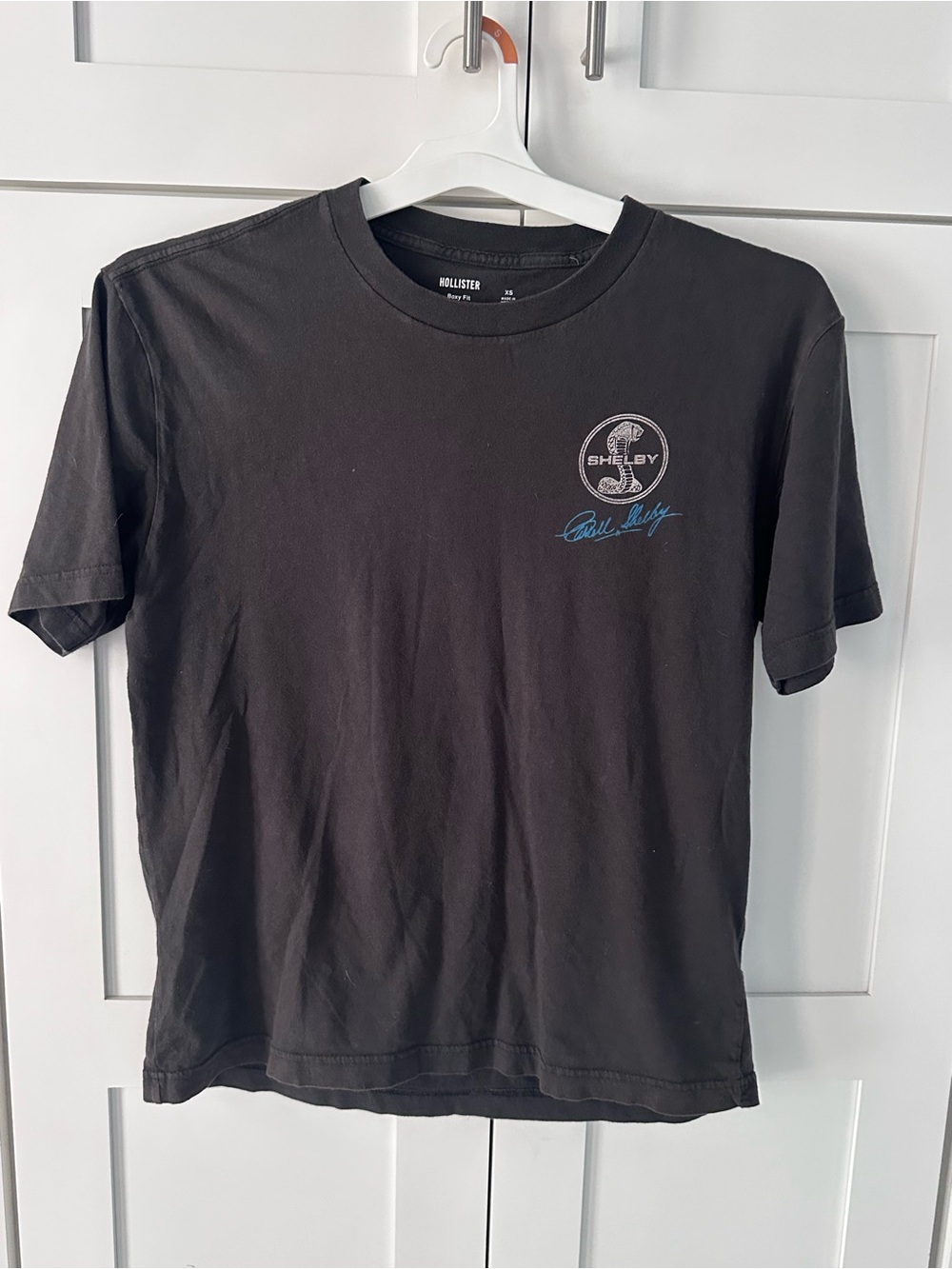 Hollister Black Short Sleeve Shelby Logo Tee with Blue Signature XS